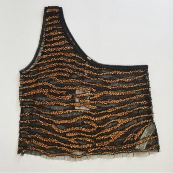 NWT Free People Head Turner Sequined One Shoulder Tank - Picture 9 of 16